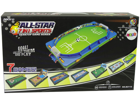 Zestaw gier zręcznościowych sportowych dla dzieci 7 gier kręgle bilard piłka nożna