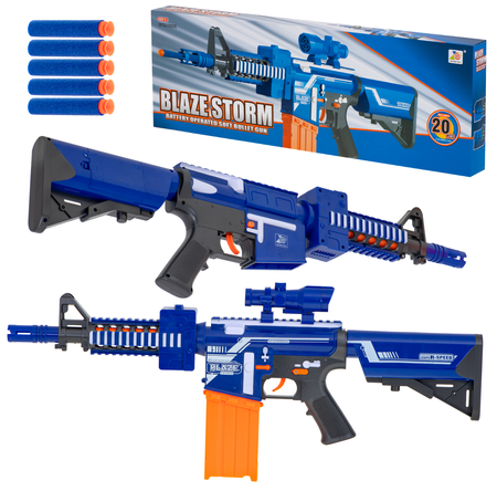 Wyrzutnia Karabin maszynowy na strzałki dla dzieci Pistolet na naboje piankowe Blaze Storm 20 naboi
