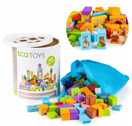 Drewniane klocki edukacyjne sorter dla dzieci 100 elementów Ecotoys SR19003