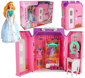 Domek dla lalek Szafa Garderoba z ubraniami i akcesoriami dla dzieci Lalka