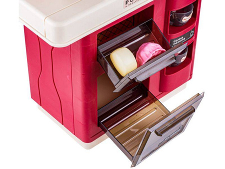 Multifunkcyjna kuchnia dla dzieci światło dźwięk naczynia jedzenie bordowa