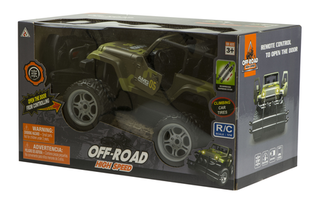 Duży samochód zdalnie sterowany dla dzieci Auto RC Jeep Off-Road 1:14 Oświetlenie LED zielony