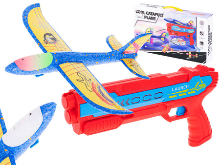 Pistolet automayczna wyrzutnia samolotów - LED czerw-niebies