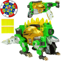 Dinobots pistolet na strzałki dinozaur zielony Stegosaurus dla dzieci 2w1
