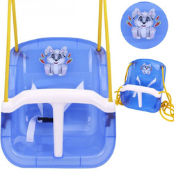 Huśtawka kubełkowa plastikowa dla dzieci niebieska pas bezpieczeństwa