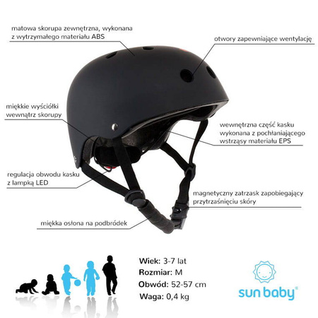 Kask rowerowy dla dzieci M z lampką LED Cubic Sun Baby 3-7 lat