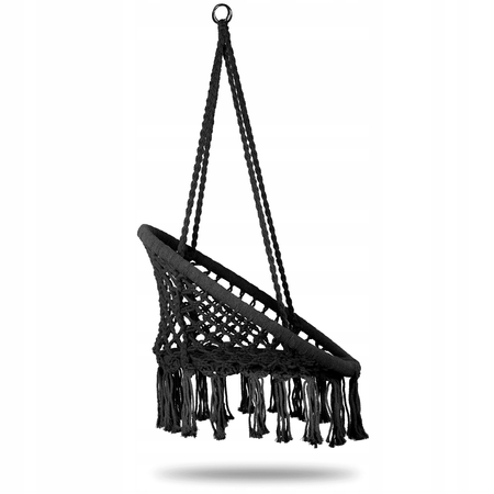 Wiszący fotel Bocianie gniazdo z poduszką Krzesło ogrodowe czarne Modernhome GW-076B + PODUSZKA