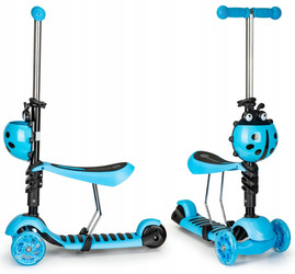 Hulajnoga z siedziskiem dla dzieci trójkołowa jeździk 3 koła kauczuk LED Ecotoys YM-SC-6 BLUE