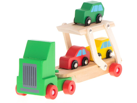 Duży drewniany samochód Laweta Ciężarówka dla dzieci Tir 3 autka