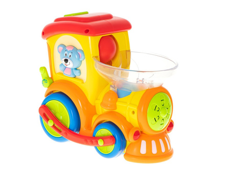 Interaktywna lokomotywa Pociąg dla dzieci Edukacyjna ciuchcia z piłeczkami Nauka celowania HOLA 958