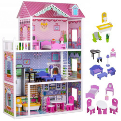 Ogromny drewniany domek dla lalek mebelki winda Ecotoys TL43004C