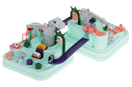 Interaktywny tor samochodowy z przeszkodami dla dzieci 4 samochody Zestaw dla 2 osób