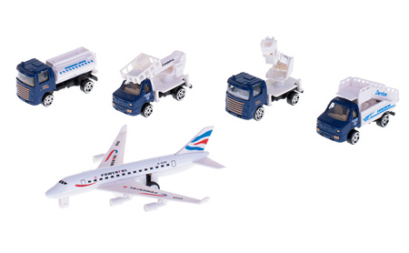 Duży parking z matą Lotnisko Samolot dla dzieci Zestaw pojazdów Ciężarówki 70 elementów