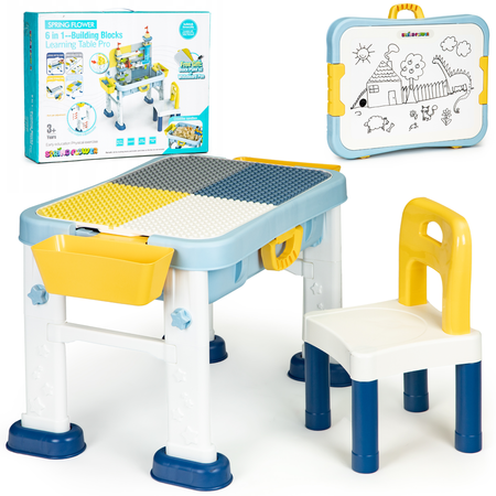 Stolik stoliczek do zabawy z krzesełkiem i tablicą dla dzieci 6w1 Zestaw edukacyjny HC493113