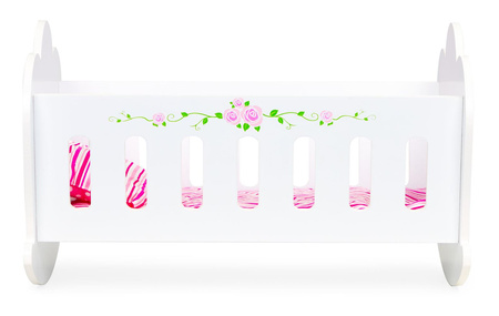 Drewniana kołyska dla lalek białe łóżeczko poduszka materac Ecotoys