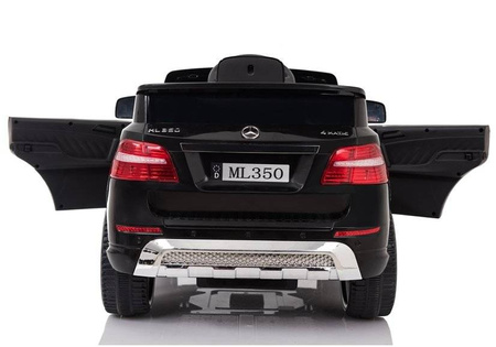 Czarny samochód na akumulator Mercedes ML350 elektryczny Auto dla dzieci światła LED 2 silniki