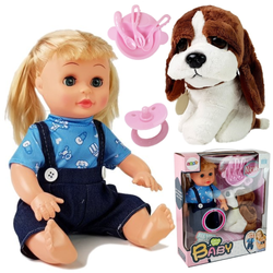 Lalka opiekunka z pieskiem dla dzieci Zestaw do karmienia dla dziewczynek