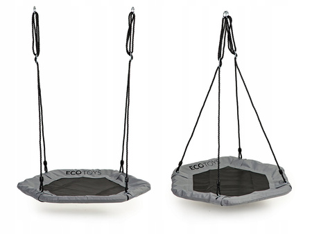 Sześciokątna huśtawka ogrodowa dla dzieci Bocianie gniazdo Ecotoys szara 95 cm MIR6023 GRAY