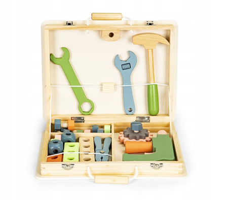 Drewniane narzędzia dla dzieci Warsztat majsterkowicza w skrzynce Zestaw Ecotoys TL80014