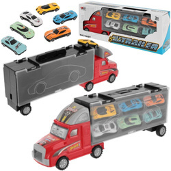 Ciężarówka tir transporter zestaw samochodzików laweta wyrzutnia dla dzieci 7 elementów