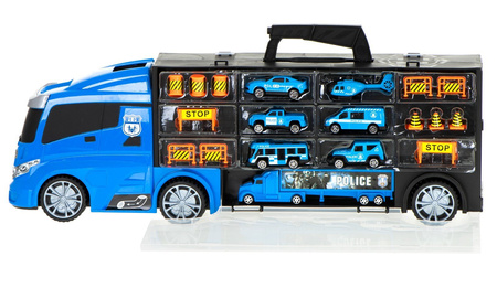 Duża ciężarówka Transporter Garaż dla samochodów z zestawem autek Policja dla dzieci