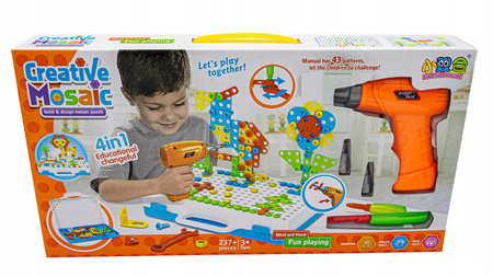 Zestaw edukacyjny konstrukcyjny dla dzieci Klocki do układania Wkrętarka Układanka Kreatywna mozaika w walizce