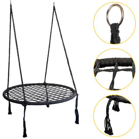 Wiszący fotel Bocianie gniazdo Krzesło ogrodowe czarne Modernhome GW-908 BLACK