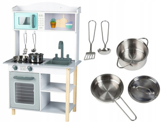 Drewniana kuchnia kuchenka dla dzieci piekarnik metalowe akcesoria Ecotoys