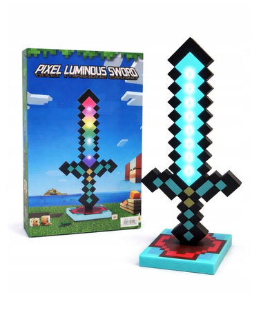 Lampka nocna miecz Minecraft dla dzieci LED 7 kolorów 35 cm