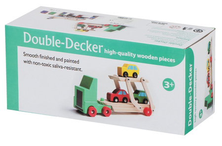 Duży drewniany samochód Laweta Ciężarówka dla dzieci Tir 3 autka