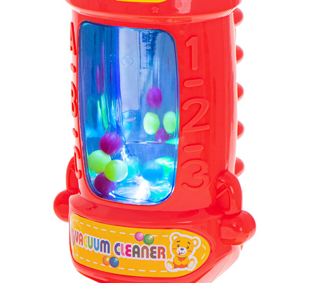 Duży interaktywny czerwony odkurzacz dla dzieci z dźwiękiem i światłem Zestaw do sprzątania