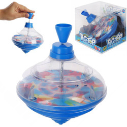 Nakręcany bączek dla dzieci wiruje świeci gra melodie