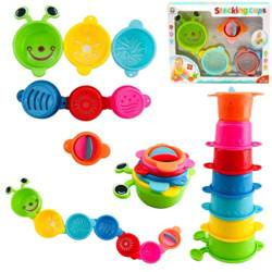 Zabawka do kąpieli do wody kolorowe kubeczki gąsienica 7 elementów