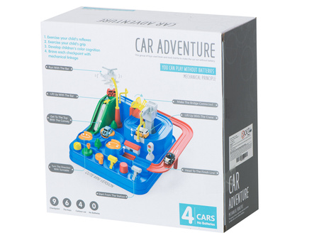 Interaktywny tor samochodowy z przeszkodami dla dzieci 4 samochody Wyścigi pojazdów Parking dla pojazdów