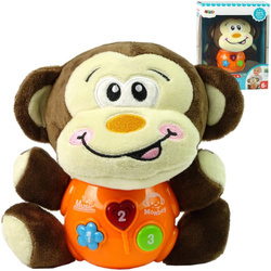 Interaktywna pluszowa małpka edukacyjna dla dzieci dźwięki melodie kołysanki