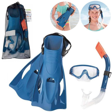 Zestaw do nurkowania niebieski maska rurka płetwy Bestway 25020