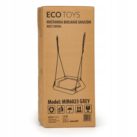 Sześciokątna huśtawka ogrodowa dla dzieci Bocianie gniazdo Ecotoys szara 95 cm MIR6023 GRAY