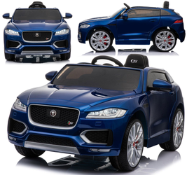 Niebieski samochód elektryczny dla dzieci Jaguar F- Pace Auto na akumulator ze światłami LED