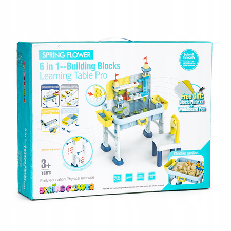 Stolik stoliczek do zabawy z krzesełkiem i tablicą dla dzieci 6w1 Zestaw edukacyjny HC493113