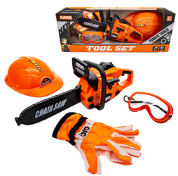 Zestaw małego majsterkowicza dla dzieci Narzędzia Piła łańcuchowa Kask Okulary rękawice