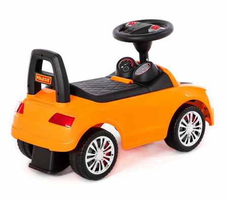 Jeździk chodzik Super Car dla dzieci Samochód z panelem muzycznym WADER Polesie pomarańczowy