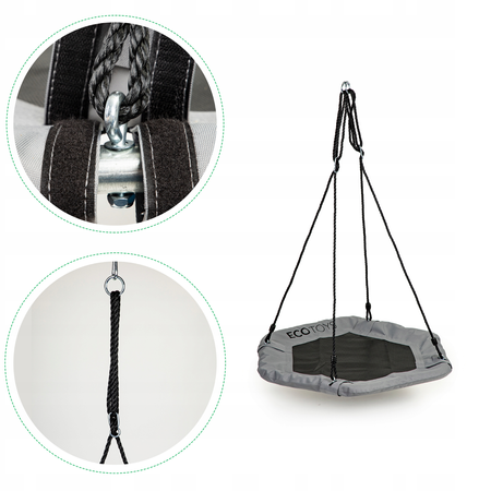 Sześciokątna huśtawka ogrodowa dla dzieci Bocianie gniazdo Ecotoys szara 95 cm MIR6023 GRAY