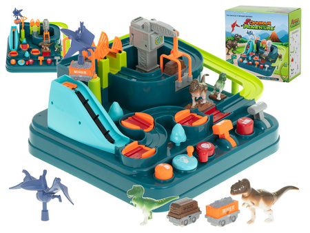 Interaktywny tor samochodowy z przeszkodami dla dzieci Dinozaury Wyścigi pojazdów Jaskinia Parking dla pojazdów