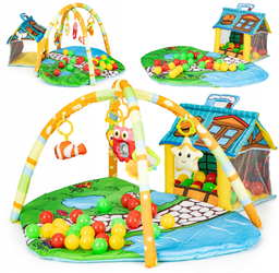 Wielofunkcyjna duża mata edukacyjna dla dzieci z zabawkami Domek z piłeczkami ECOTOYS