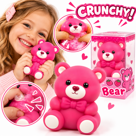 Gniotek miś różowy dla dzieci zabawka antystresowa sensoryczna chrupiący squishy