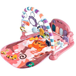 Mata edukacyjna z pianinkiem i grzechotkami różowa