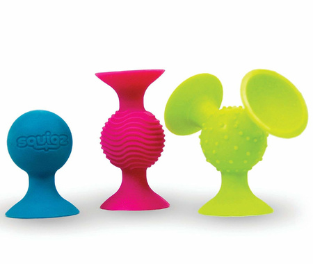 Bobo Przyssawki 3 silikonowe grzechotki Gryzaki dla dzieci PipSquigz Fat Brain Toys FA089-1 