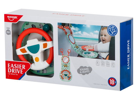 Interaktywna kierownica dla dzieci do samochodu z lusterkiem dźwiękiem i światłem HUANGER