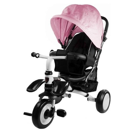 Rowerek trójkołowy dla dzieci wózek spacerówka z daszkiem PRO400 różowy