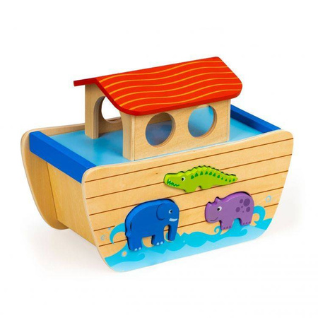 Drewniany sorter zabawka edukacyjna dla dzieci Arka Noego zwierzęta 16 figurek Ecotoys